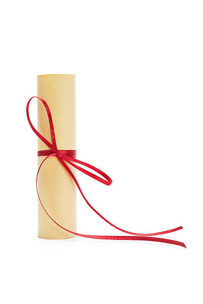 istock Paper Scroll Tied with Red Ribbon Isolated on White Background 494094762