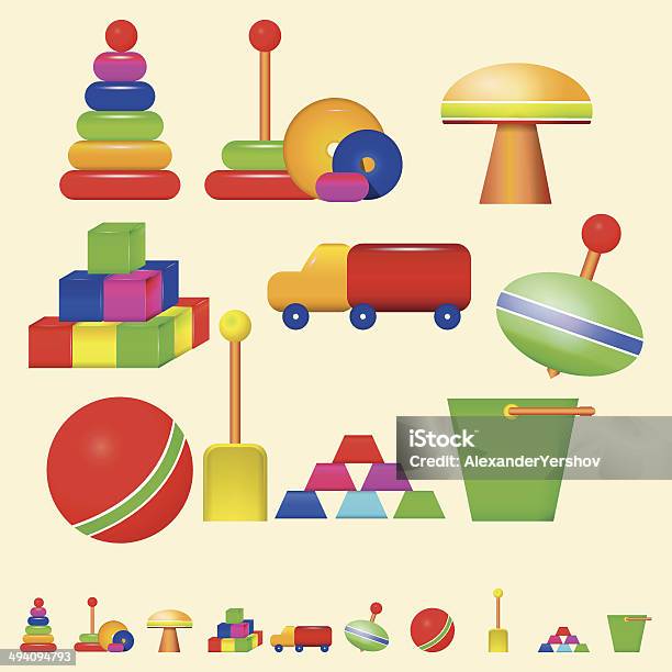 Illustration Of Children Toys Stock Illustration - Download Image Now - Art, Art And Craft, Baby - Human Age