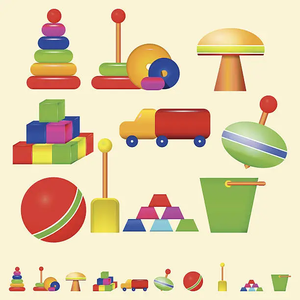 Vector illustration of Illustration of children toys