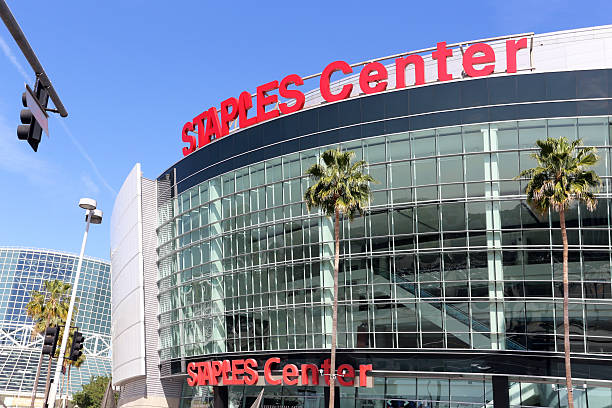 Staples Center Los Angeles, CA, USA – March 17, 2014: Staples Center located in downtown Los Angeles. Staples Center is a large multi-purpose sports arena in downtown Los Angeles and is home to multiple professional sports teams. los angeles kings stock pictures, royalty-free photos & images