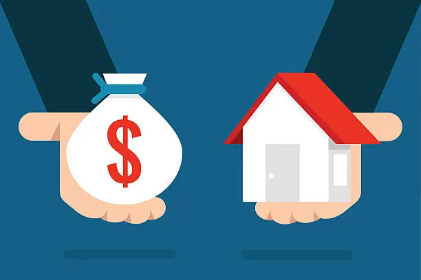 Vector illustration of Home and money