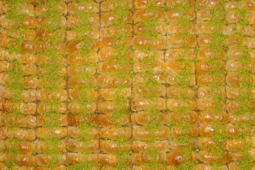 Full frame turkish baklava image. Traditional food culture of middle east.