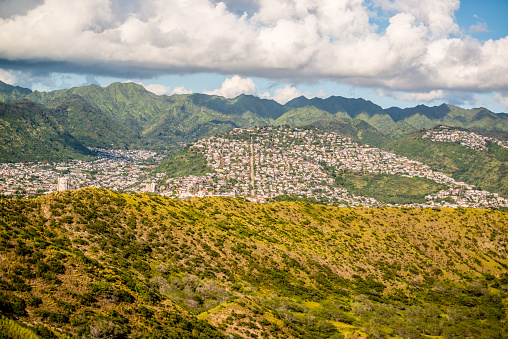 View from Trail to Diamond Head Crater, Oahu, Hawaii