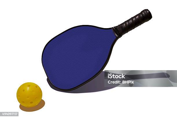 Pickleball Yellow Ball Blue Paddle Stock Photo - Download Image Now - Pickleball, Table Tennis Racket, Remote Location