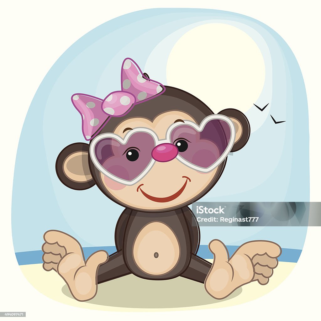 Monkey in sunglasses Cute monkey girl in sunglasses Adult stock vector