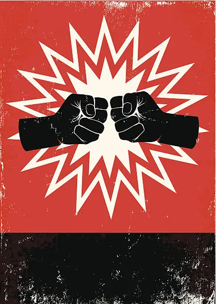 Vector illustration of poster with fists