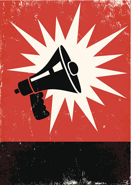 megaphone Red and black poster with megaphone megaphone silhouettes stock illustrations