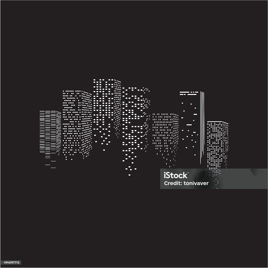 Vector illustration of city Vector illustration of  night city - skyscrapers over the black background Night stock vector