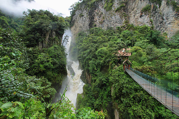 Pailon Del Diablo waterfall, Ecuador Pailon del Diablo waterfall in a rainy day, Ecuador ecuador photos stock pictures, royalty-free photos & images