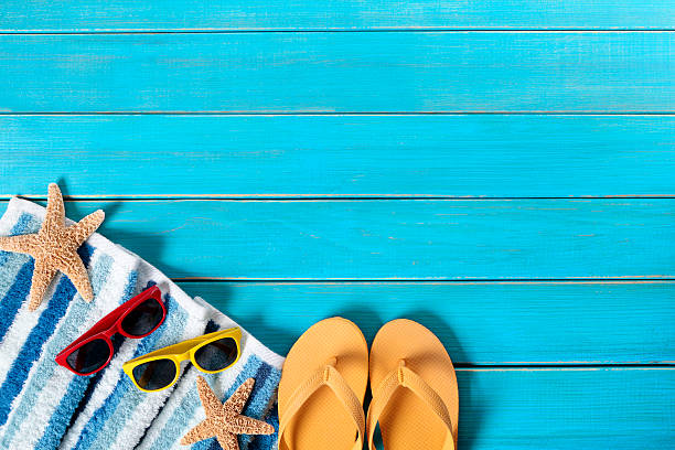 istock Beach border with blue wood decking 494098725