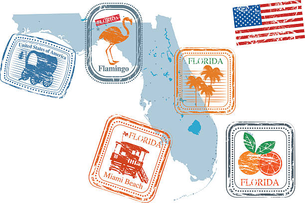 штат флорида - florida cartography map florida keys stock illustrations