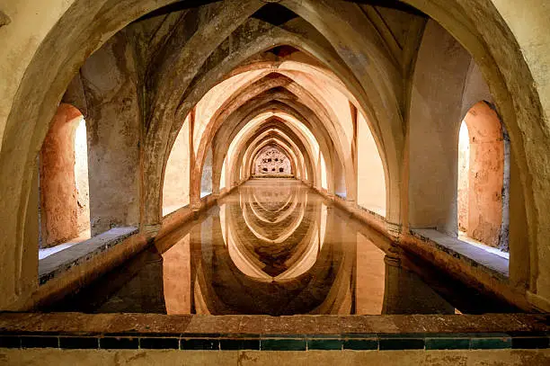 Ancient baths in the Alcazar of Seville, Spain