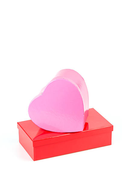 istock Pink heart box isolated white background 494120575