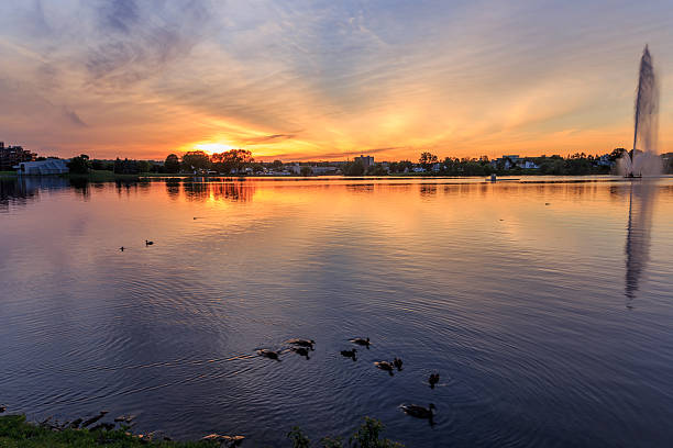istock Sunset and fountain 494121324