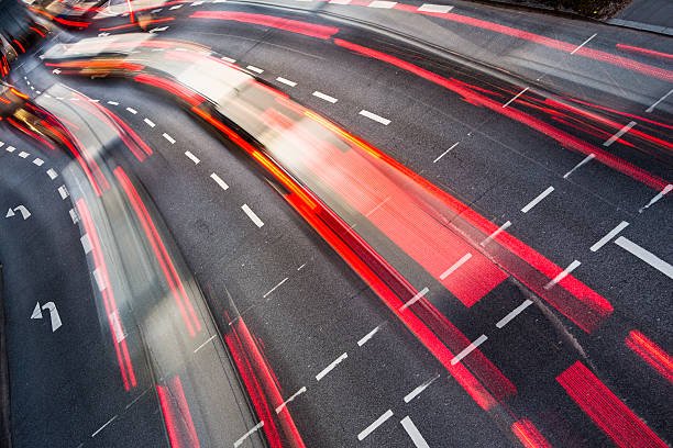istock Motion blurred city road traffic 494122479
