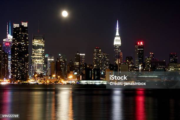 Manhattan At Midnight Stock Photo - Download Image Now - 12 O'Clock, Colors, Horizontal