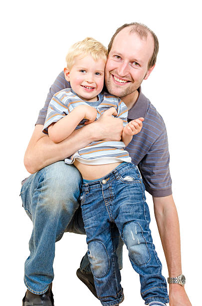 istock Happy father and son are playing isolated 494123193