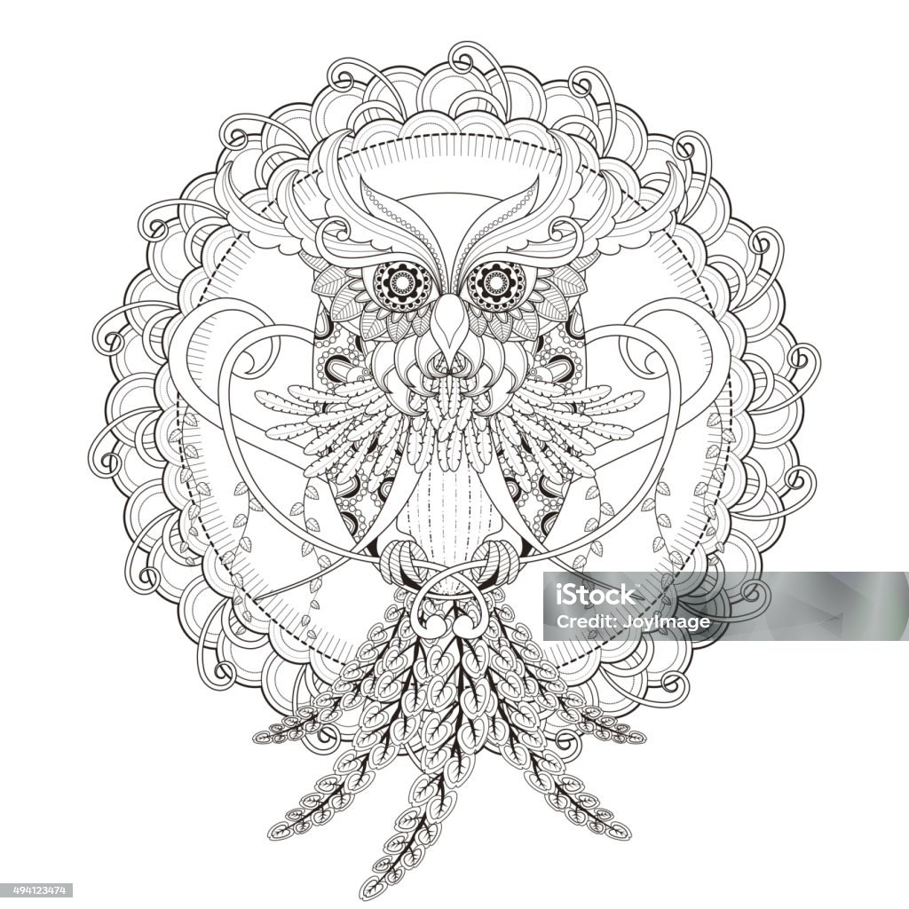 gorgeous owl coloring page gorgeous owl coloring page in exquisite style Brochure stock vector