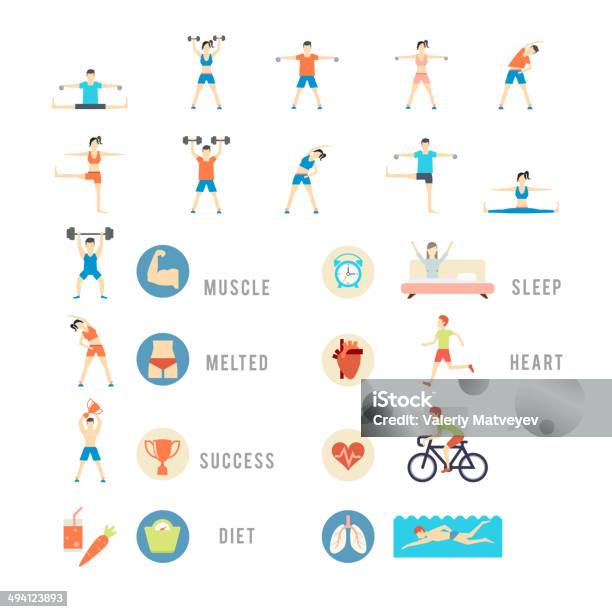 Sports And Health People Illustrations Stock Illustration - Download Image Now - Activity, Adult, Athlete