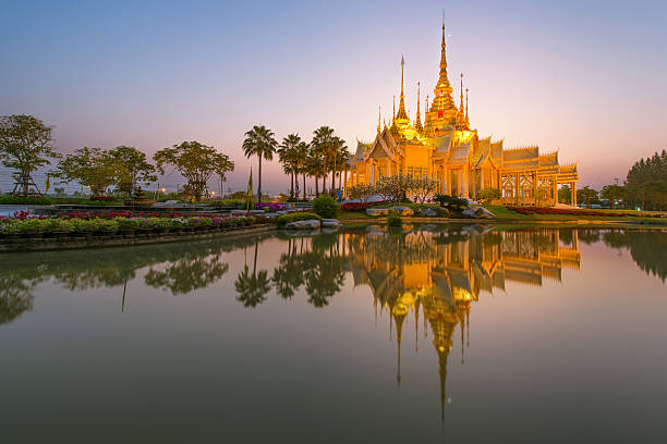istock Beautiful temple at twilight time in Thailand 494123952