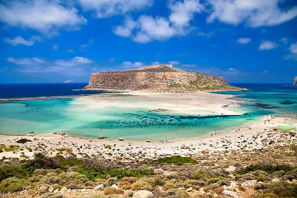 beautiful view of the Balos lagoon - amazing beach in Crete