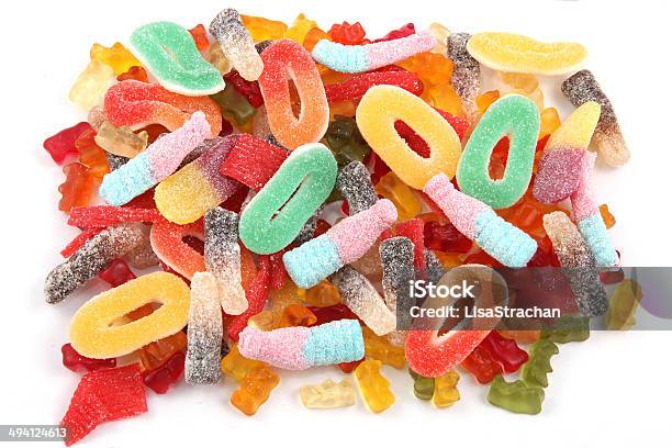 Candies In A Variety Of Multi Colors And Shapes Stock Photo - Download Image Now - Bubble Gum, Candy, Childhood