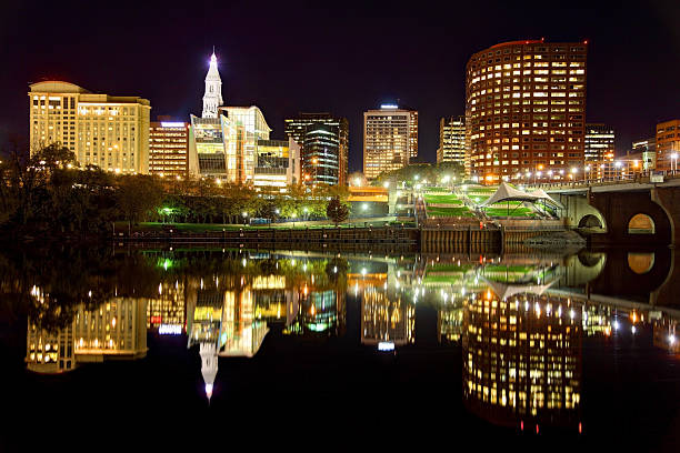 istock Hartford Skyline along the Connecticut River at night 494125636