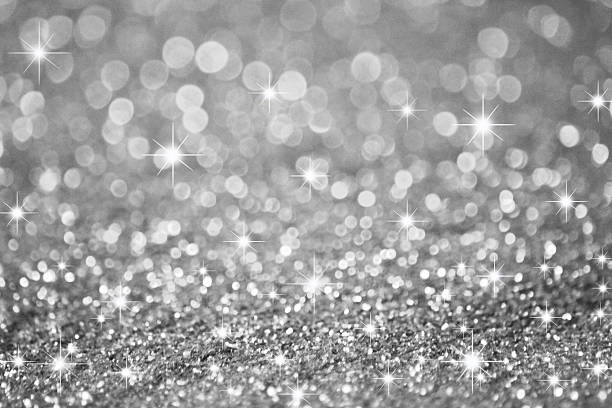 White Crystal Glitter Background With Stars