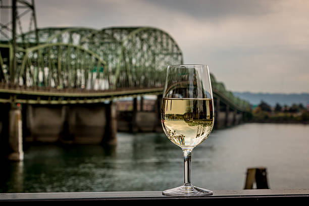 istock Chardonnay Wine Glass Upside Down Interstate Bridge Oregon Washington Border 494128898