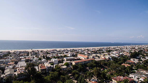 Aerial over Hermosa Beach stock photo