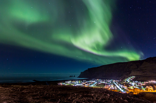 Northern Light Aurora borealis at Vik Iceland