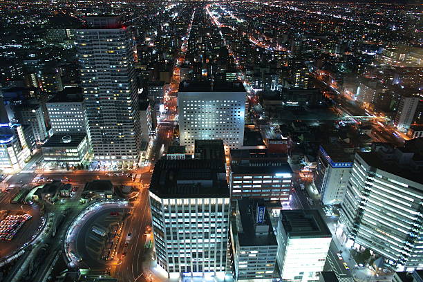 istock The Japanese new three big night view 494131300