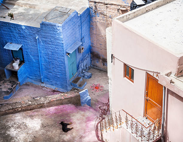istock Blue city street in India 494131314