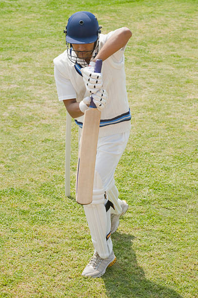 istock Batsman in backward defense stance 494131882
