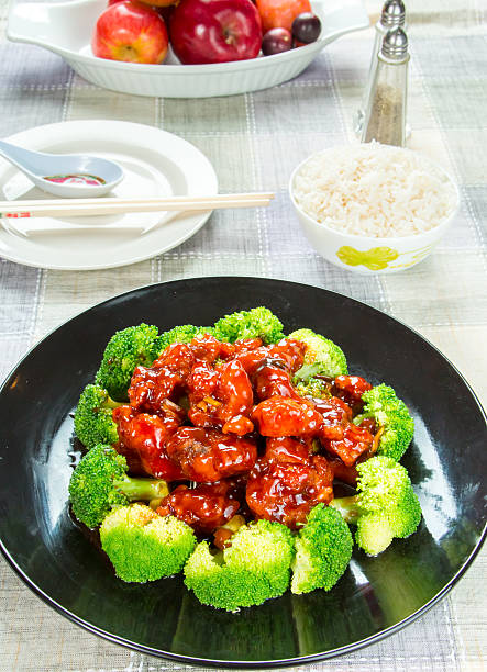 comida chinesa geral da tso chicken (geral chang'chicken - chicken general tso food imagens e fotografias de stock