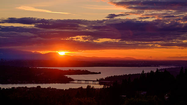 Lake Washington at Sunset stock photo