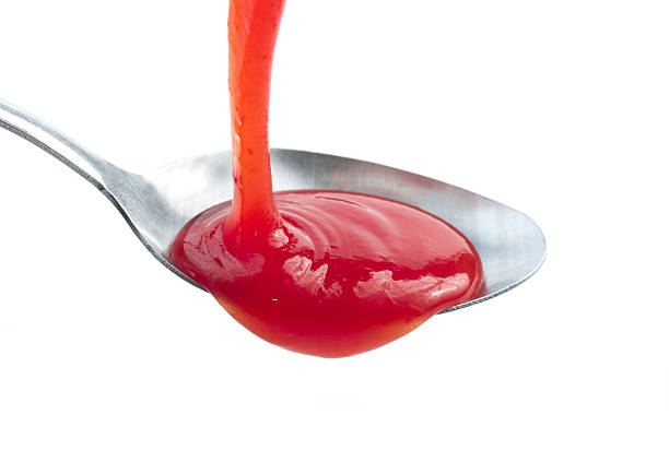 istock Tomato Ketchup Or Red Sauce on spoon isolated on white 494132200