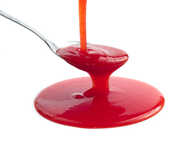 istock Tomato Ketchup Or Red Sauce on spoon isolated on white 494132212