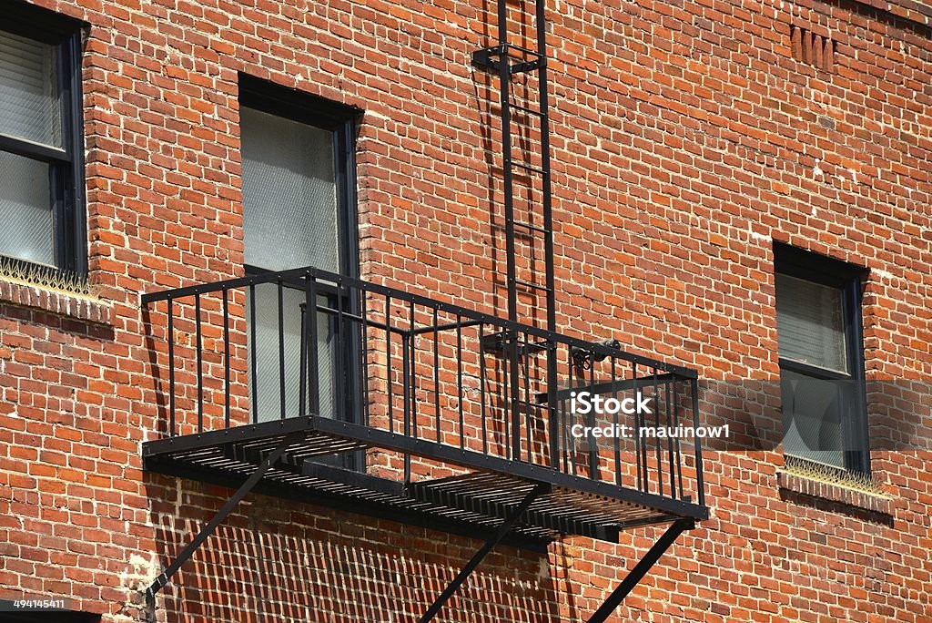 Fire Escape Brick Building Apartment Stock Photo