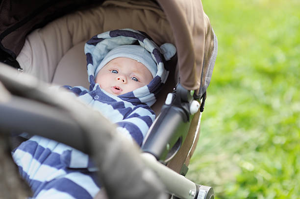 istock Little baby boy in stroller 494148129