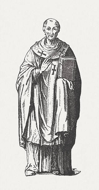pope gregory i  (c.540-604), wood engraving, published in 1881 - pope 幅插畫檔、美工圖案、卡通及圖標