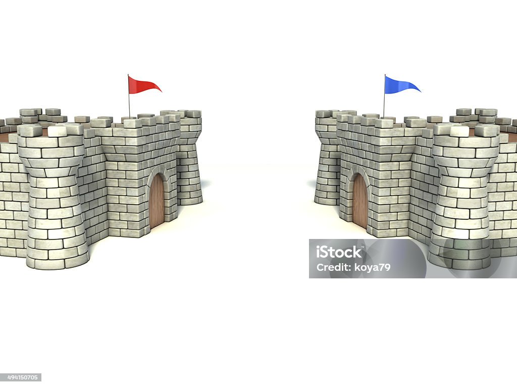 two strongholds 3d illustration two strongholds illustration Agreement Stock Photo