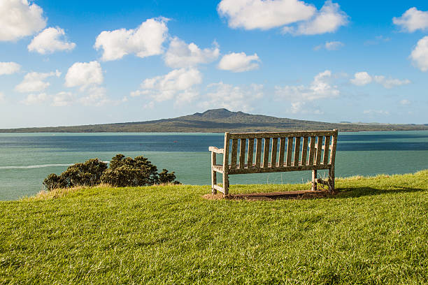 istock Green summer landscape with a volcanic island 494150987