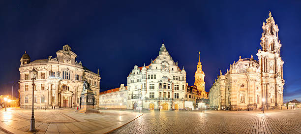 istock Dresden panorama at night, with Hofkirche cathedral 494151438