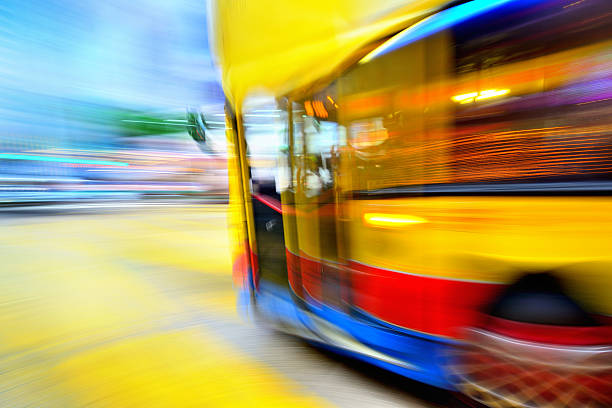 istock Hong Kong double decker bus, motion blurred 494152307