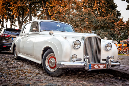 Vilnius, Lithuania - August 12, 2015: Renovated old classicBentley Continental S2 parked on a street in the Vilnius city center. Bentley Continental S2 was produced from 1959 until 1962