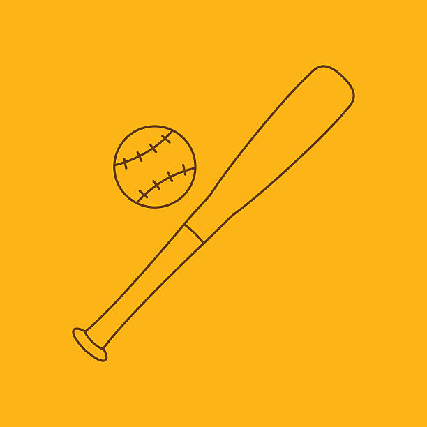 野球ラインのアイコン - baseball baseball bat bat isolated点のイラスト素材／クリップアート素材／マンガ素材／アイコン素材