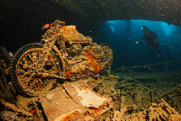 istock Underwater  Wreck Diving  SS Thistlegorm    BSA M20 motorcycle 494158364