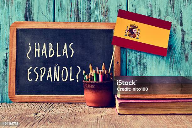 Domanda Hablas Espanol Parli Lo Spagnolo - Fotografie stock e altre immagini di Spagnolo - Lingua - Spagnolo - Lingua, Spagna, Imparare