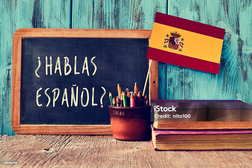 question hablas espanol? do you speak Spanish? a chalkboard with the question hablas espanol? do …